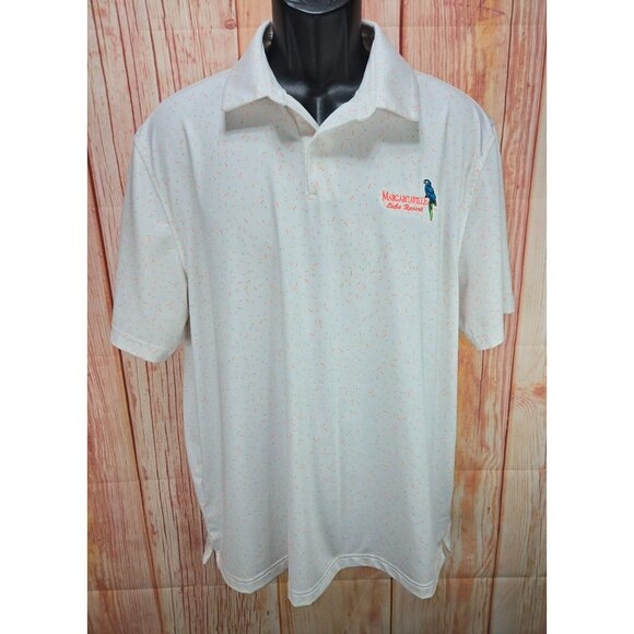 Under Armour Margaritaville Mens Polo Shirt L Recycled Polyester/Elastane White/ - Picture 1 of 9